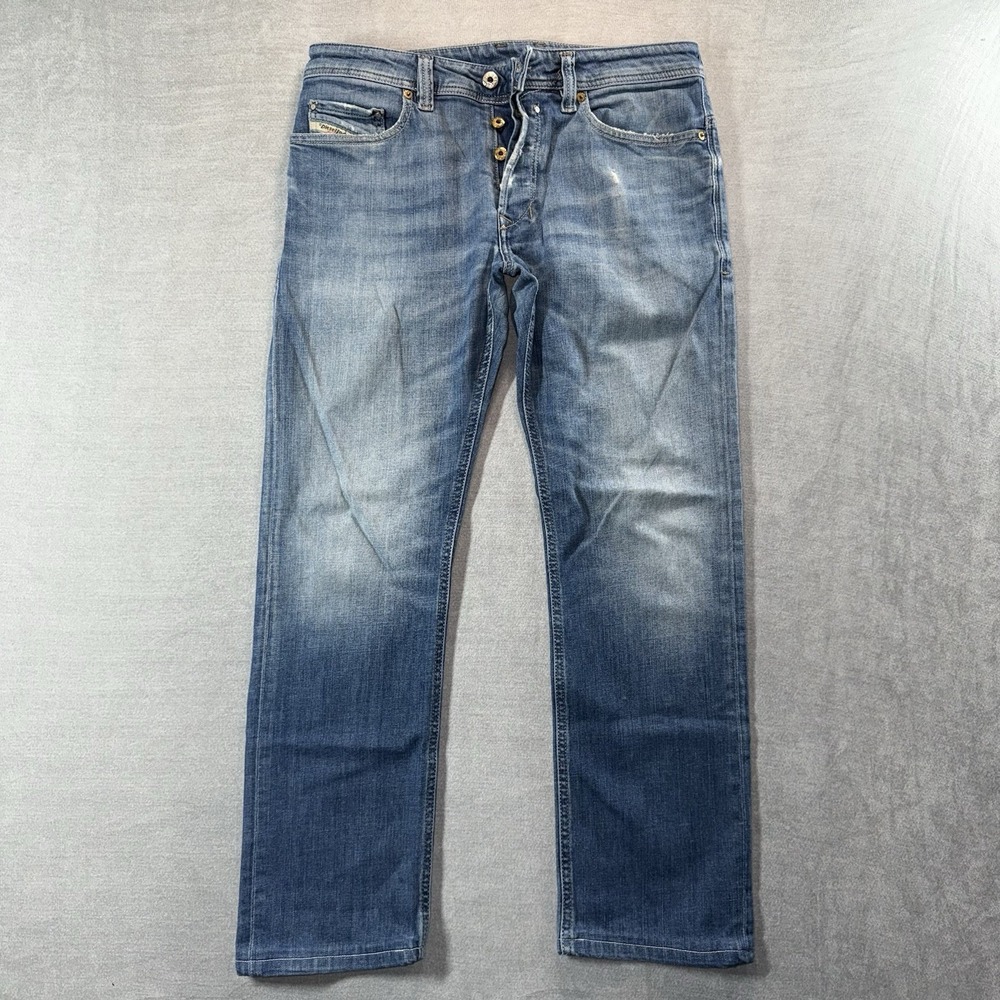 Diesel Safado Jeans Mens 29x29 Blue Regular Slim-Straight Button Fly Stretch Hem